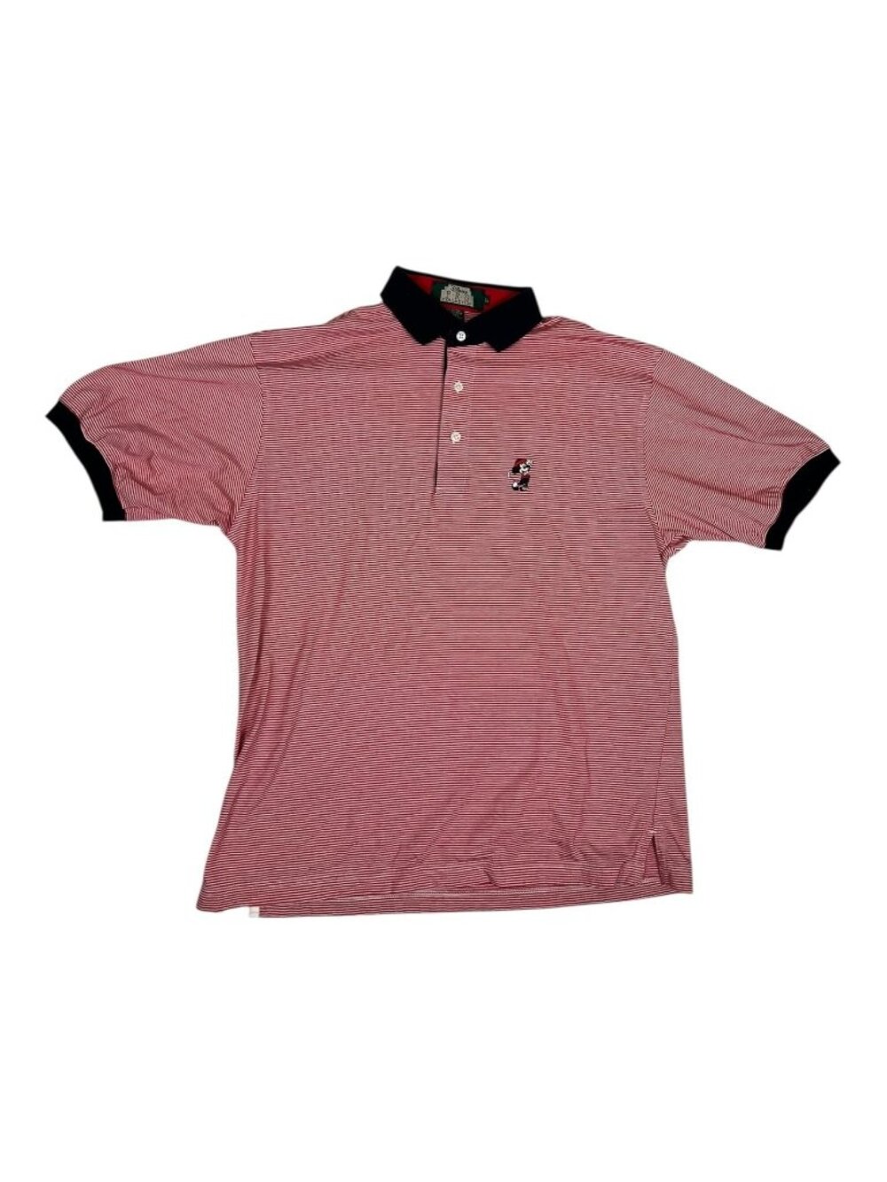 Vintage Disney P.R.O Collection Golf Polo Shirt Mens Large Red Stripe Mickey 90s